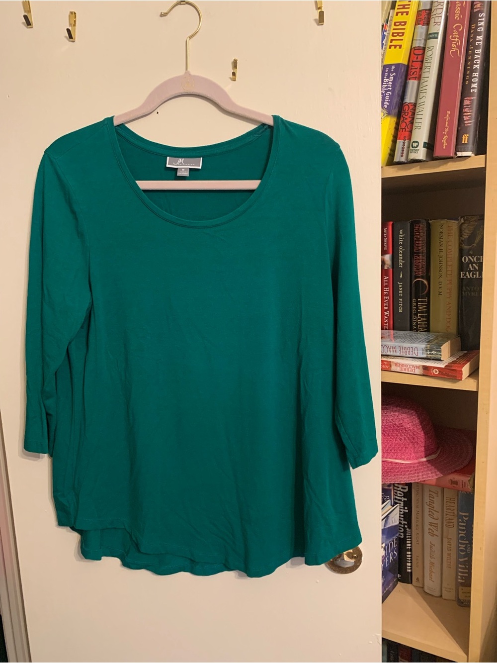 JM Collection Teal Scoop Neck Long Sleeve Tee